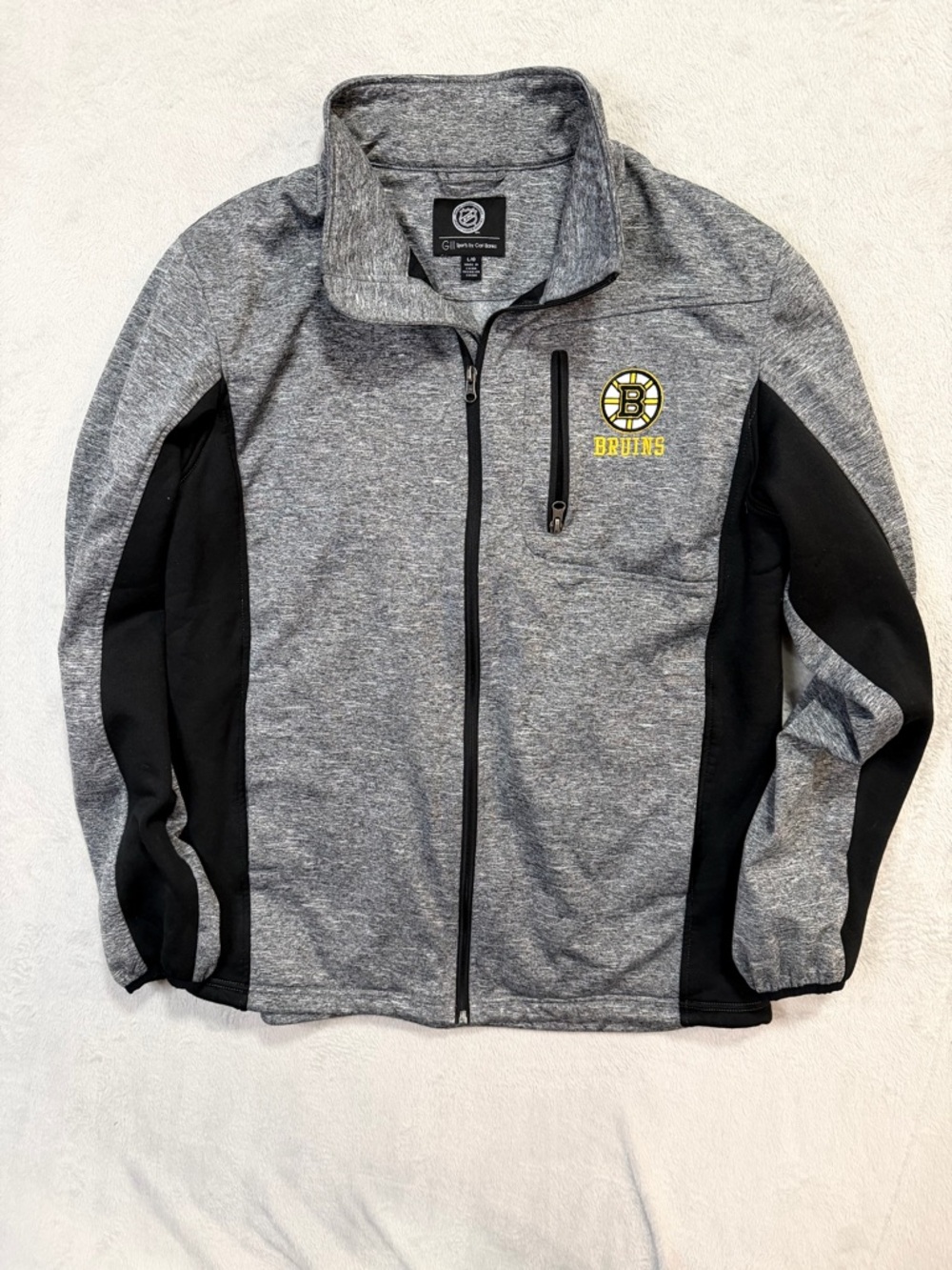 NHL Gray and Black Bruins Full-Zip Jacket